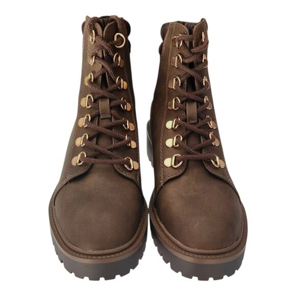 London Rag Shirly Vegan Leather Quilt Collared Ankle Dark Brown Boots Women Sz 6 - Picture 3 of 5